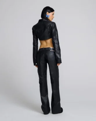 Cropped Coated Denim Jacket