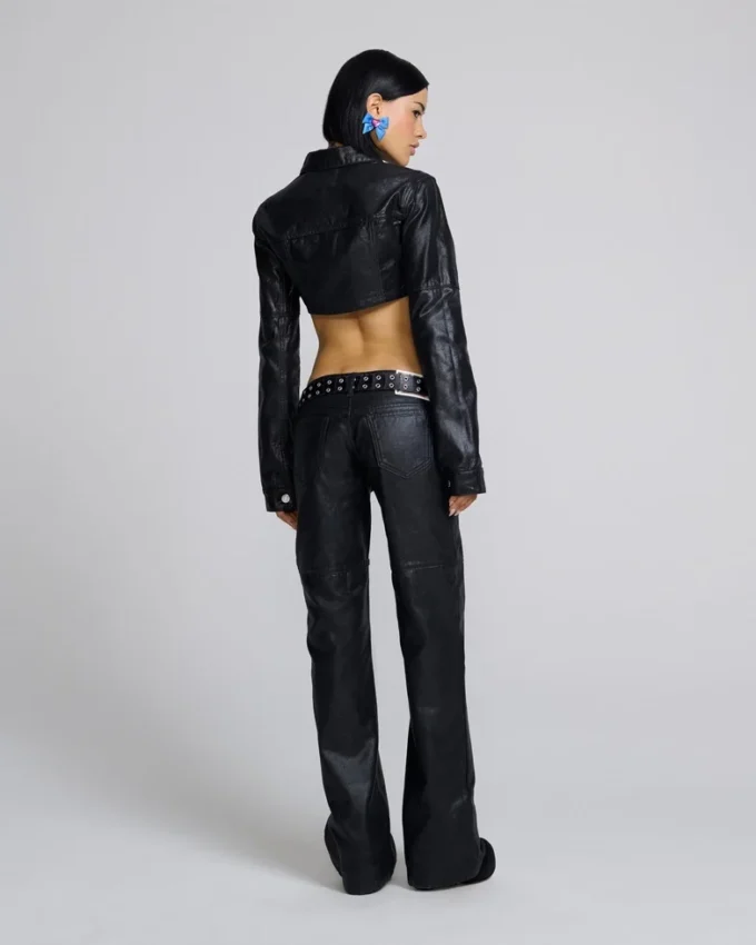 Cropped Coated Denim Jacket