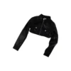 Cropped Coated Denim Jacket