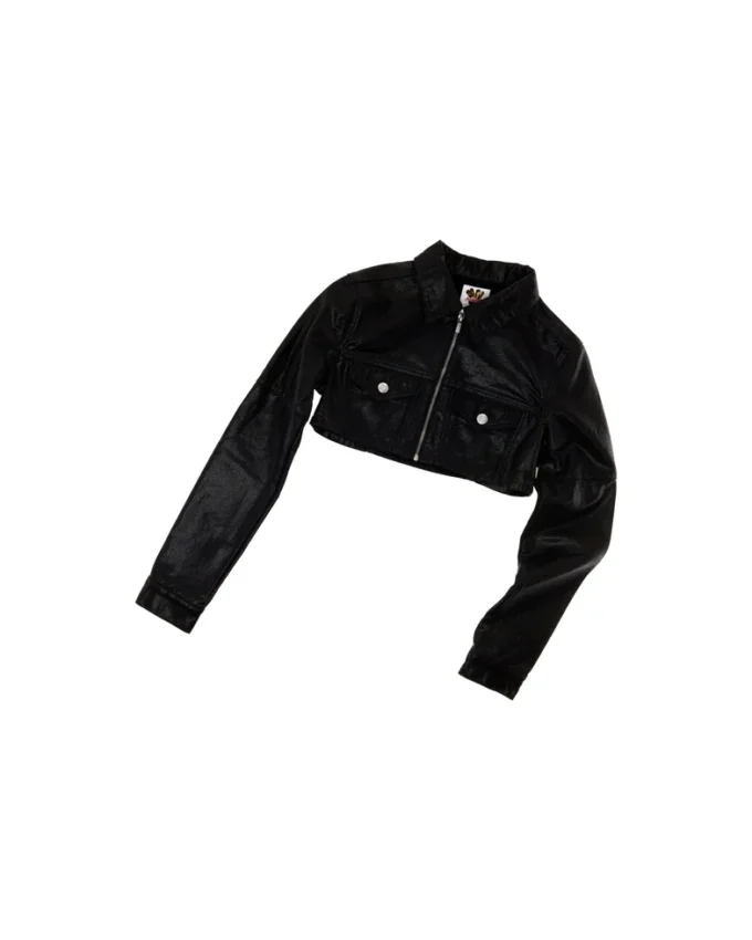 Cropped Coated Denim Jacket