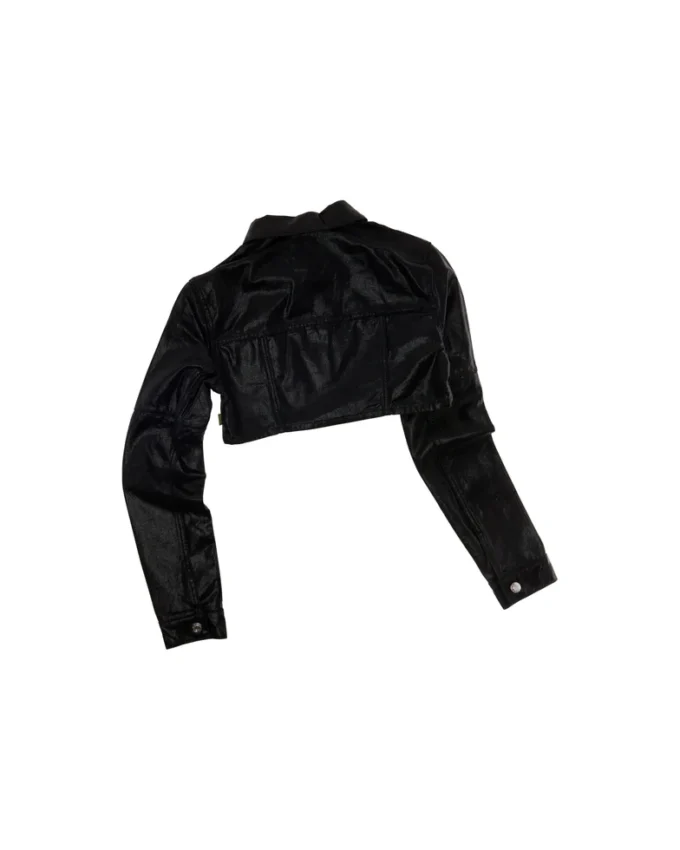 Cropped Coated Denim Jacket