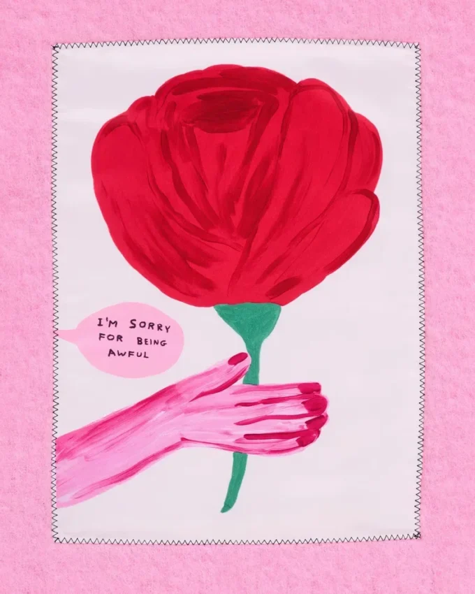 David Shrigley X Marc Jacobs Oh Rose Wool Scarf David Shrigley X Marc Jacobs Oh Rose Wool Scarf