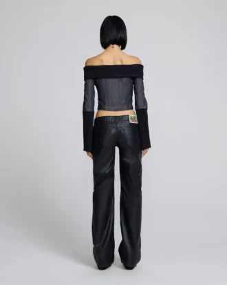 Denim And Rib Top