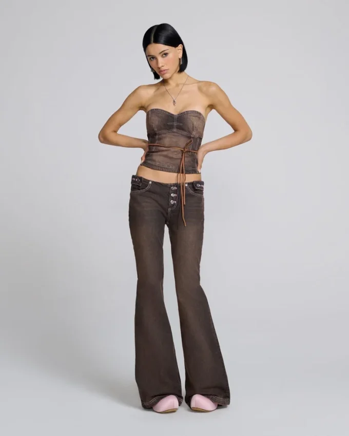 Detached Waistband Flared Jeans
