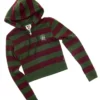 Fitted Stripe Zip-Up Hoodie