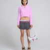 Fuzzy Shrunken Knit Zip-Up