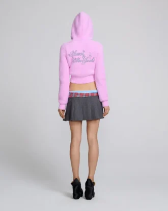 Fuzzy Shrunken Knit Zip-Up