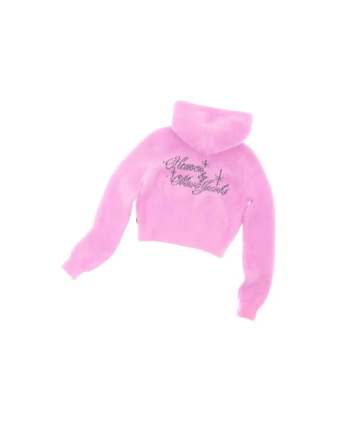 Fuzzy Shrunken Knit Zip-Up