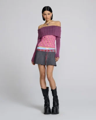 Off Shoulder Hole Knit Top