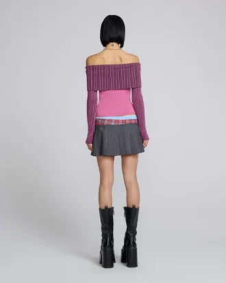 Off Shoulder Hole Knit Top