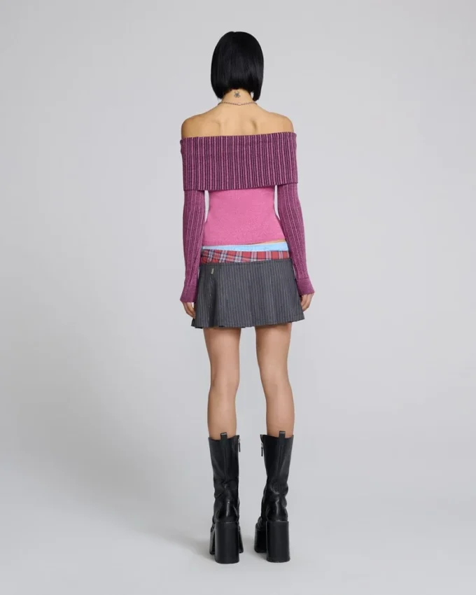 Off Shoulder Hole Knit Top