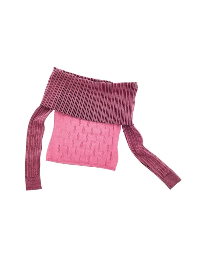 Off Shoulder Hole Knit Top