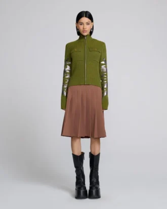Plated Knit Zip Up