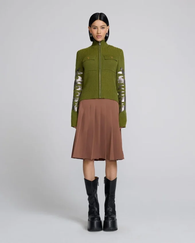Plated Knit Zip Up