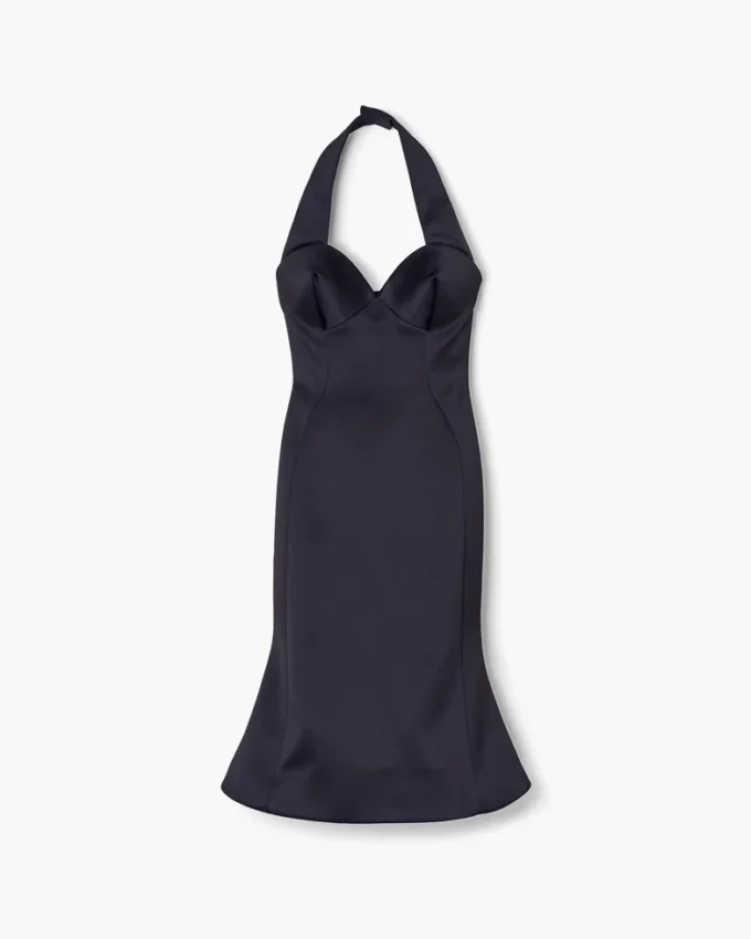 Sculpted Satin Halter Dress