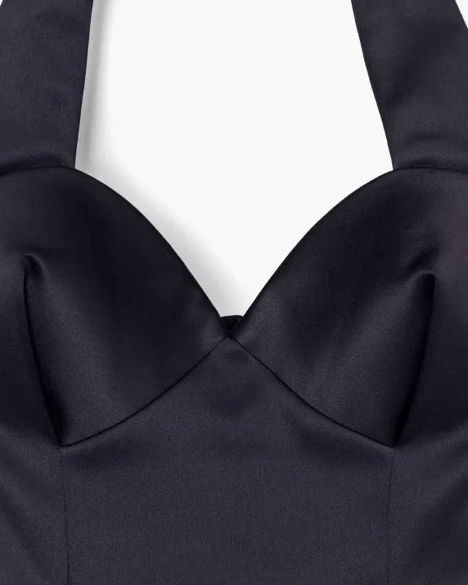 Sculpted Satin Halter Dress