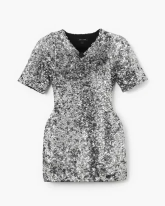 Sequin V-Neck Knit Dress