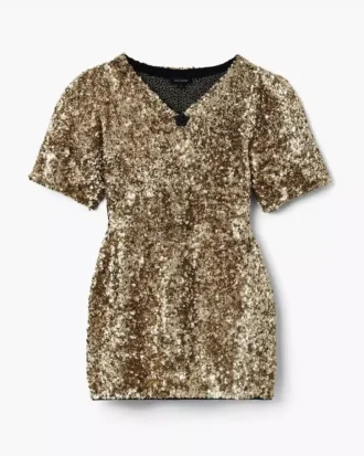 Sequin V-Neck Knit Dress