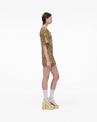 Sequin V-Neck Knit Dress