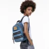The Biker Colorblock Denim Medium Backpack