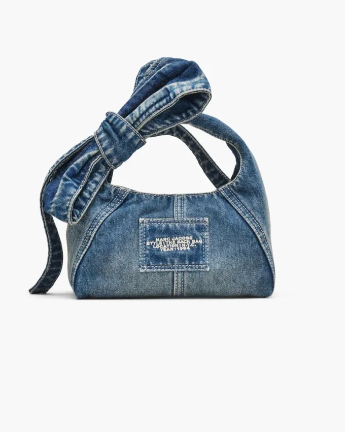 The Bow Denim Mini Sack Bag