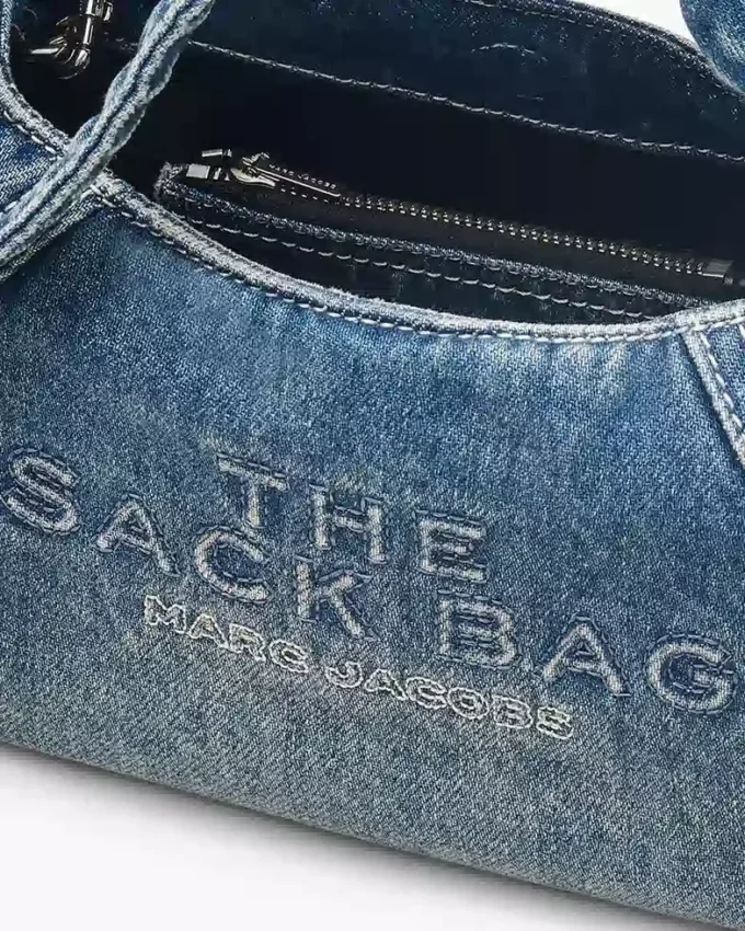 The Bow Denim Mini Sack Bag