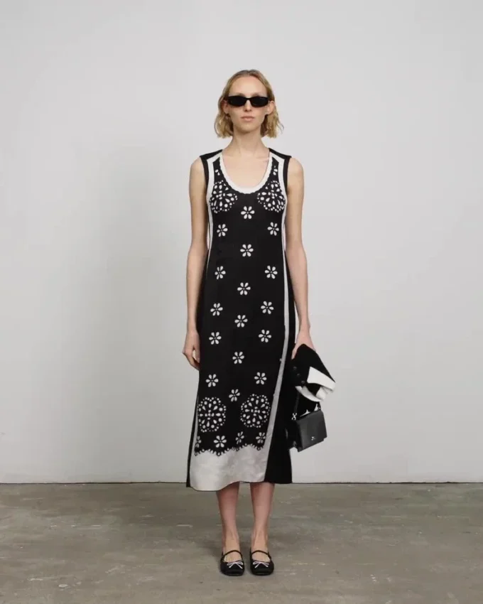 Trompe L’Oeil Eyelet Dress