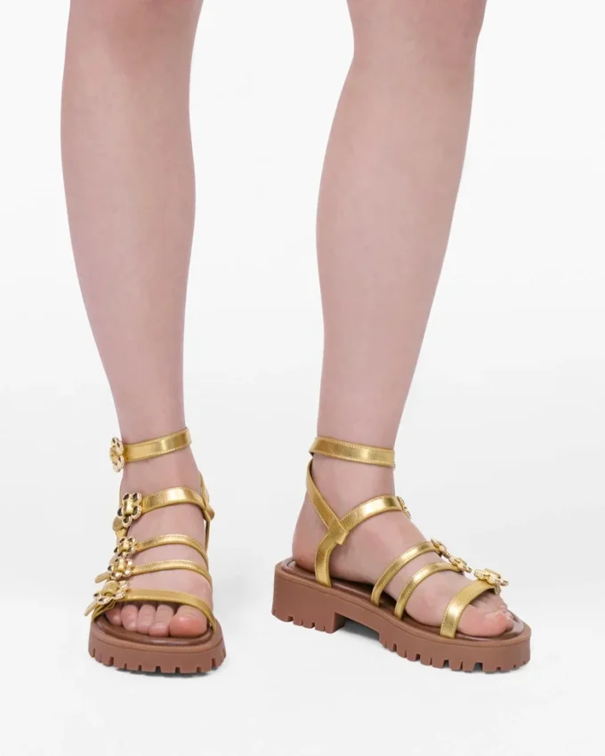The Metallic Leather Daisy Gladiator Sandal