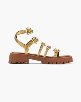 The Metallic Leather Daisy Gladiator Sandal
