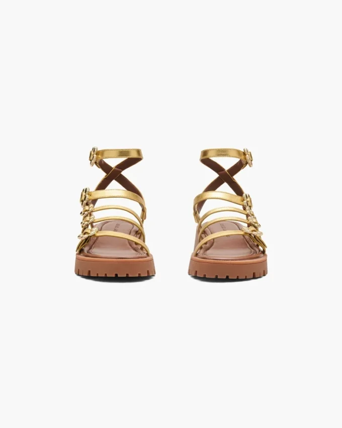 The Metallic Leather Daisy Gladiator Sandal