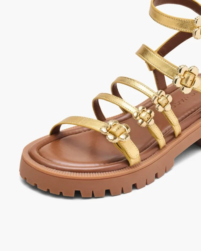 The Metallic Leather Daisy Gladiator Sandal