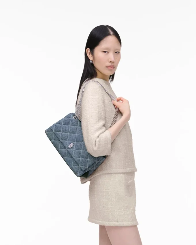 The Quilted Denim Dual Convertible Shoulder Bag