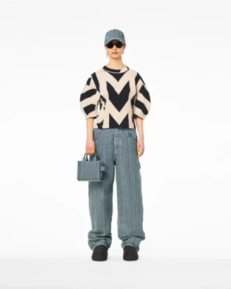 The Washed Monogram Denim Crossbody Tote Bag The Washed Monogram Denim Crossbody Tote Bag
