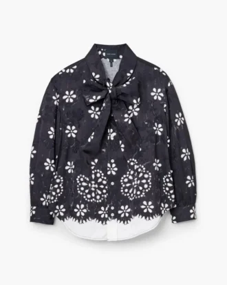 Trompe L’Oeil Eyelet Bow Blouse