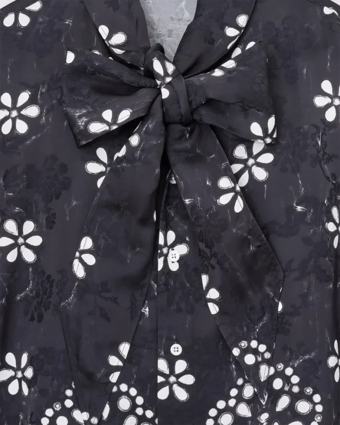 Trompe L’Oeil Eyelet Bow Blouse